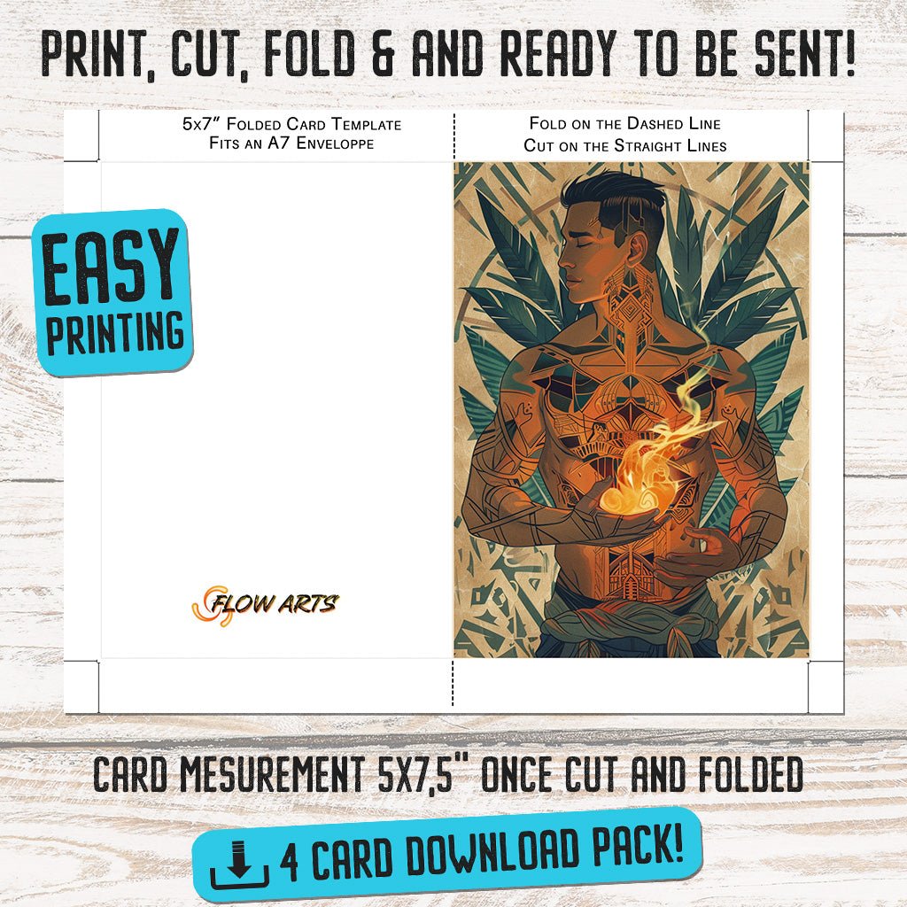 Flame-Kissed Greeting Card Set - Digital Download