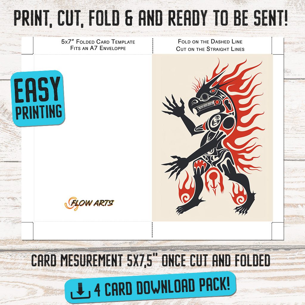 Tribal Soulfire Greeting Card Set - Digital Download